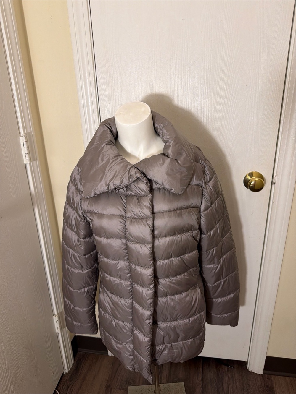 Barbour  Quilt Light Puffer Jacket Taupe Womens Summer Tartan Full Zip Sz 12